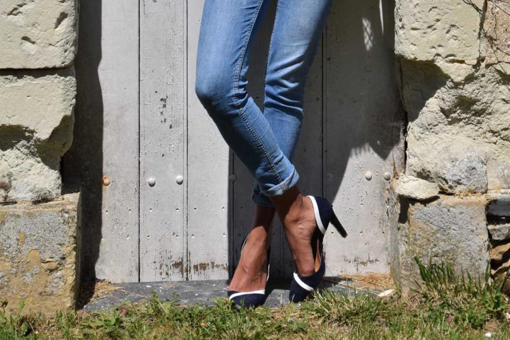 Escarpins daim marine